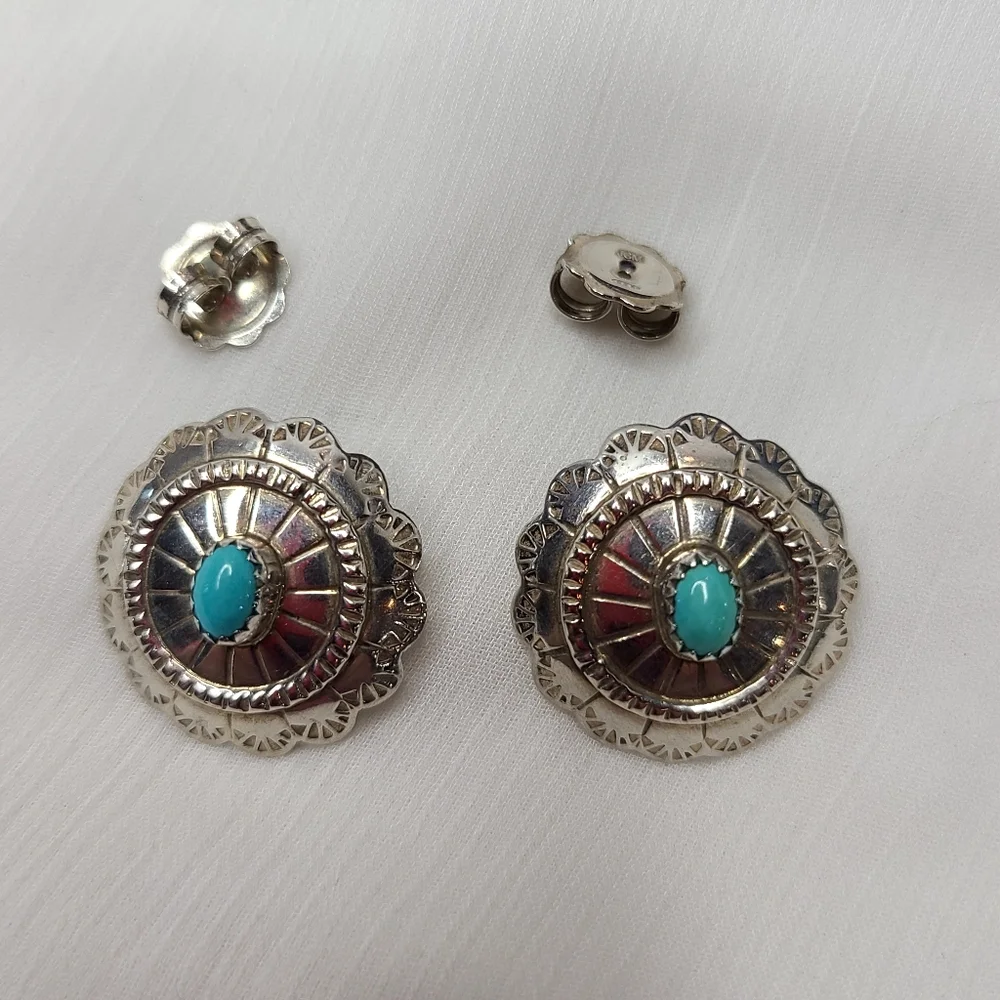 Southwestern Sterling Silver and Turquoise Earrings